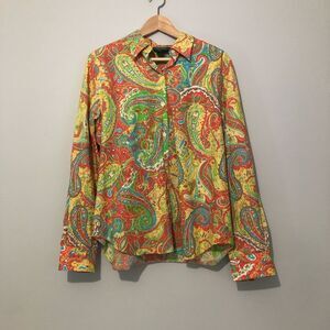 Vintage Lauren Ralph Lauren Vibrant Paisley Women’s Large Button Down Shirt